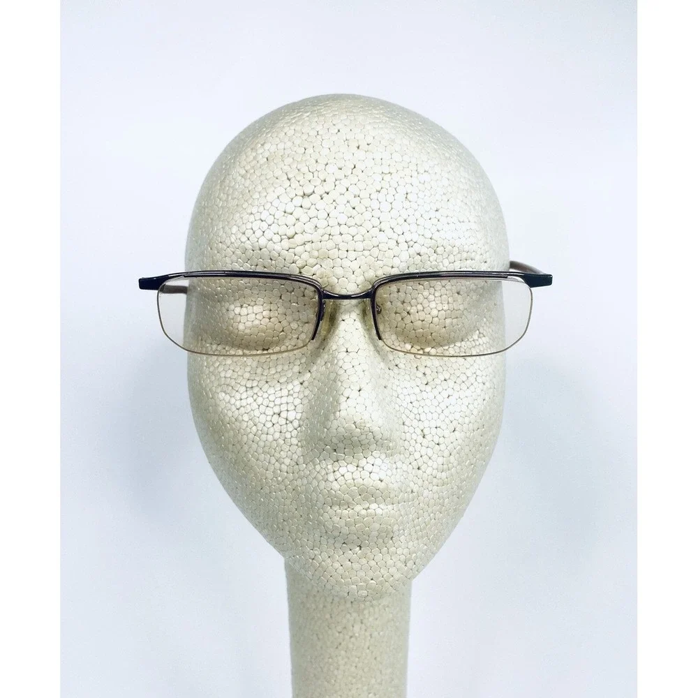 Prada Gold Metal Rectangular Half Rim Glasses Italy VPR56G 8AE-101 52 17 140